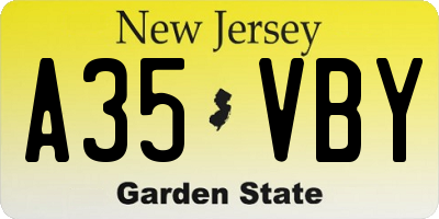 NJ license plate A35VBY
