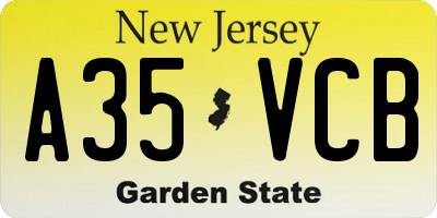NJ license plate A35VCB