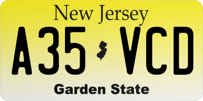 NJ license plate A35VCD