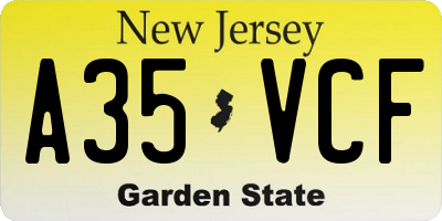 NJ license plate A35VCF