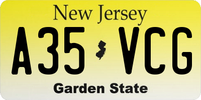 NJ license plate A35VCG