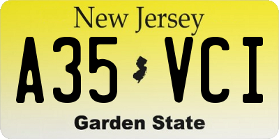 NJ license plate A35VCI