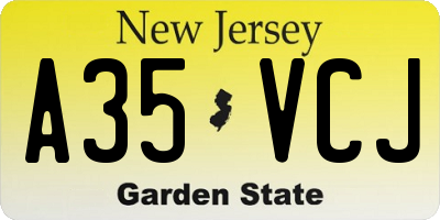 NJ license plate A35VCJ