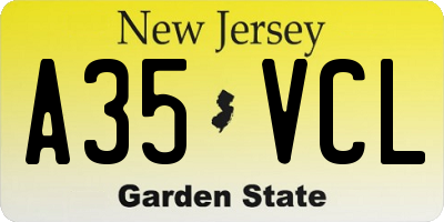 NJ license plate A35VCL