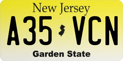 NJ license plate A35VCN