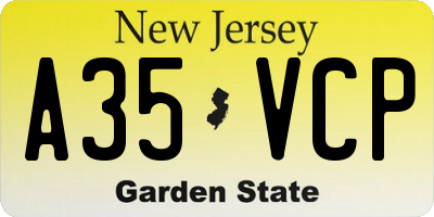 NJ license plate A35VCP