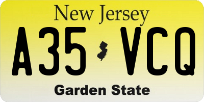 NJ license plate A35VCQ