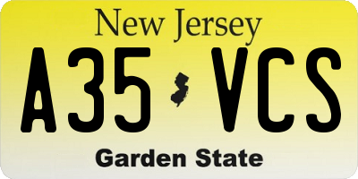 NJ license plate A35VCS