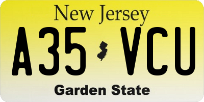 NJ license plate A35VCU
