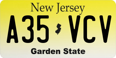 NJ license plate A35VCV