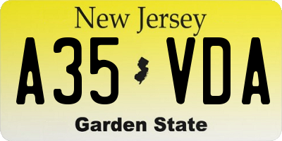NJ license plate A35VDA