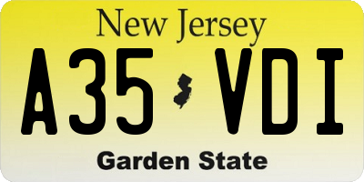 NJ license plate A35VDI