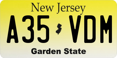 NJ license plate A35VDM