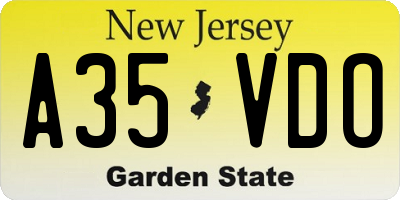 NJ license plate A35VDO