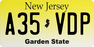 NJ license plate A35VDP