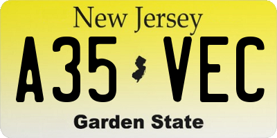 NJ license plate A35VEC