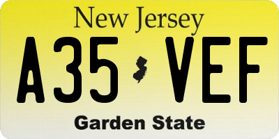NJ license plate A35VEF