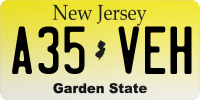 NJ license plate A35VEH