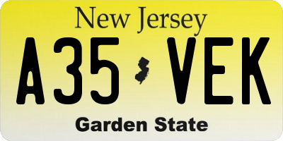 NJ license plate A35VEK