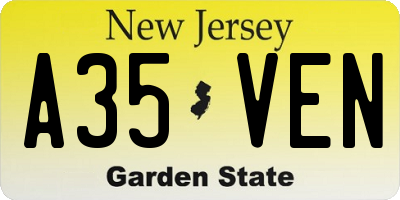NJ license plate A35VEN