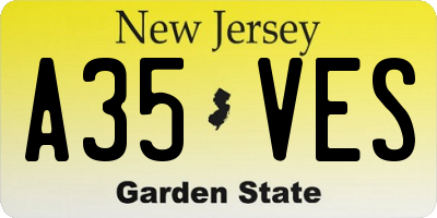 NJ license plate A35VES