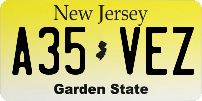 NJ license plate A35VEZ