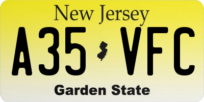 NJ license plate A35VFC