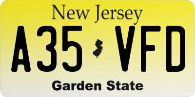 NJ license plate A35VFD