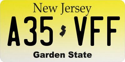 NJ license plate A35VFF