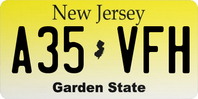 NJ license plate A35VFH
