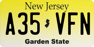 NJ license plate A35VFN