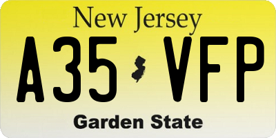 NJ license plate A35VFP