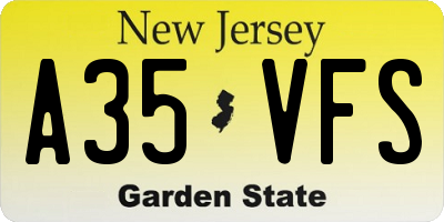 NJ license plate A35VFS