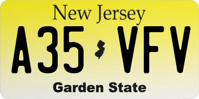 NJ license plate A35VFV