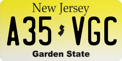 NJ license plate A35VGC