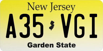 NJ license plate A35VGI