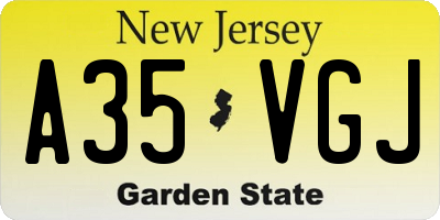 NJ license plate A35VGJ