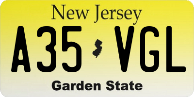 NJ license plate A35VGL