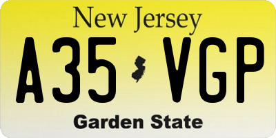 NJ license plate A35VGP