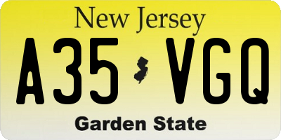 NJ license plate A35VGQ
