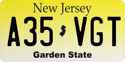 NJ license plate A35VGT