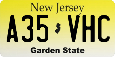 NJ license plate A35VHC