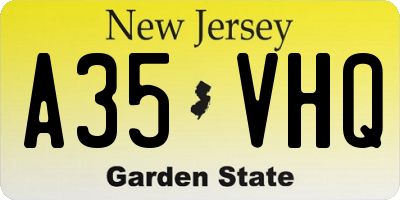 NJ license plate A35VHQ