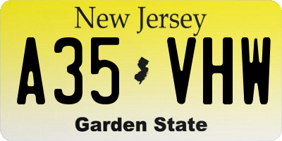 NJ license plate A35VHW