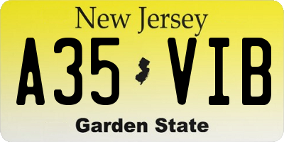 NJ license plate A35VIB