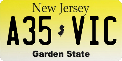NJ license plate A35VIC