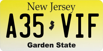 NJ license plate A35VIF