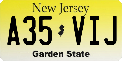NJ license plate A35VIJ