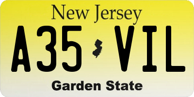 NJ license plate A35VIL