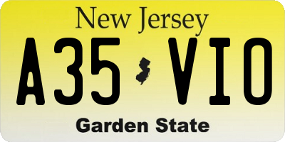NJ license plate A35VIO